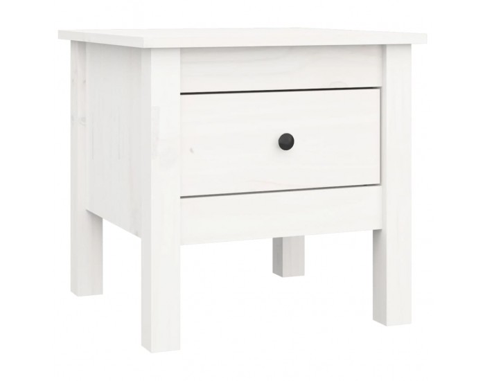 Sonata H Странична масичка, бяла, 40x40x39 см, борово дърво масив