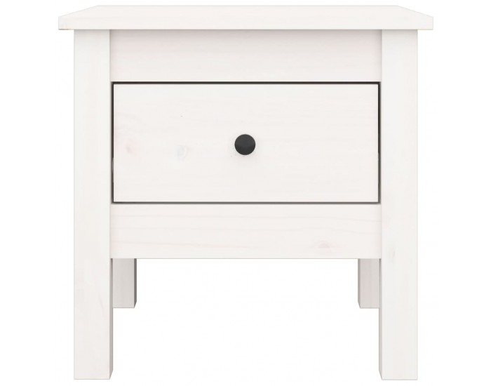 Sonata H Странична масичка, бяла, 40x40x39 см, борово дърво масив