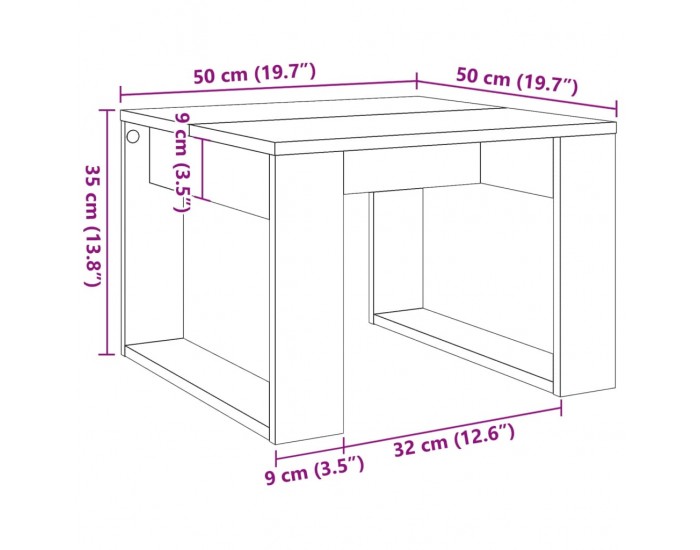 Sonata H Странична маса, дъб артизан, 50x50x35 см, инженерно дърво