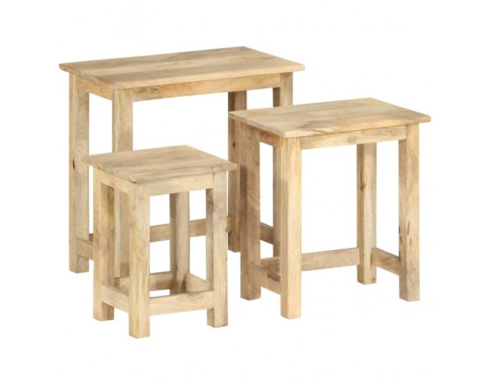 Sonata H Стифиращи маси, 3 бр, мангово дърво масив