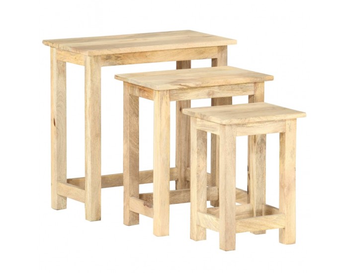 Sonata H Стифиращи маси, 3 бр, мангово дърво масив