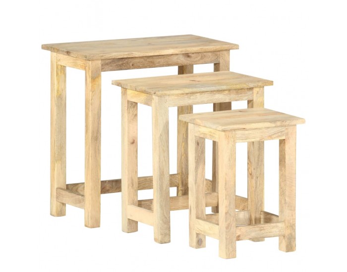 Sonata H Стифиращи маси, 3 бр, мангово дърво масив