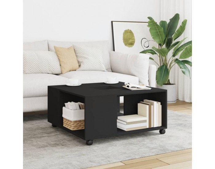 Sonata H Кафе маса, черна, 80x80x40 см, инженерно дърво