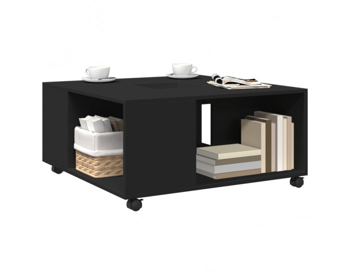 Sonata H Кафе маса, черна, 80x80x40 см, инженерно дърво