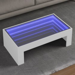 Sonata H Маса за кафе с Infinity LED, бяла, 90x50x30 см - Холни маси