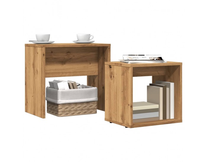Sonata H Стифиращи кафе маси, 2 бр, дъб артизан, инженерно дърво