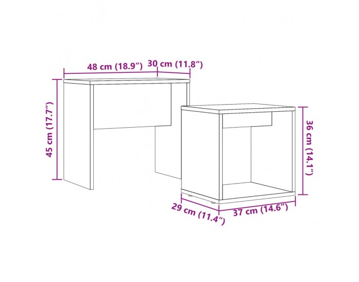 Sonata H Стифиращи кафе маси, 2 бр, дъб артизан, инженерно дърво