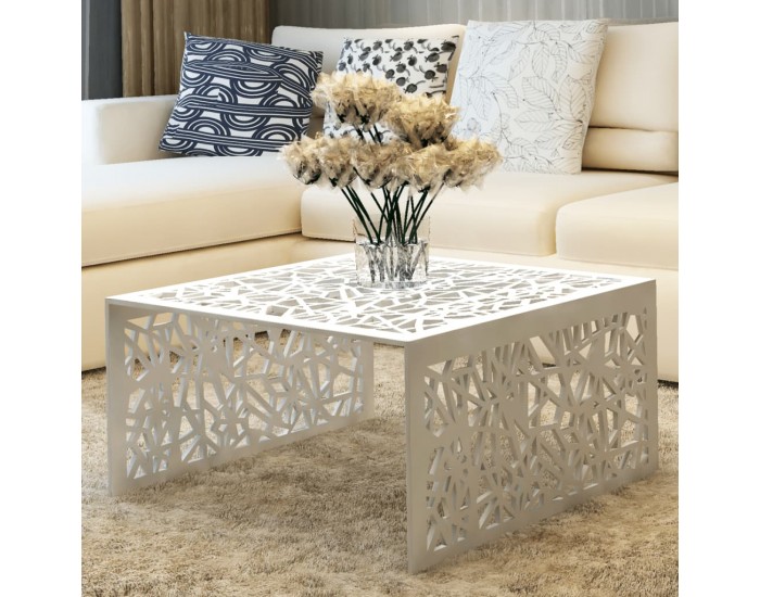 Sonata H Маса за кафе, сребристи геометрични отворени форми, алуминий
