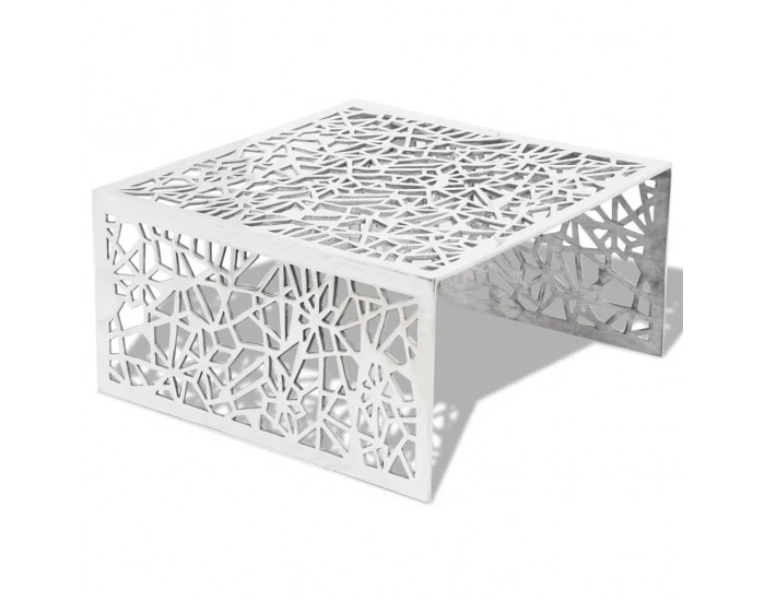 Sonata H Маса за кафе, сребристи геометрични отворени форми, алуминий