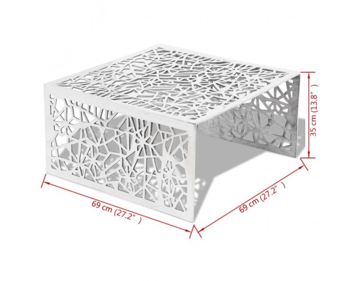 Sonata H Маса за кафе, сребристи геометрични отворени форми, алуминий