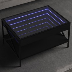 Sonata H Маса за кафе с Infinity LED, черна, 70x50x38 см - Маси
