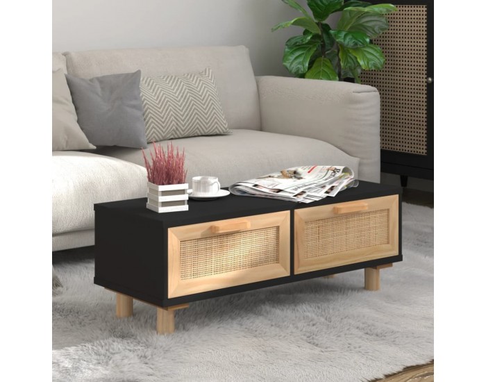 Sonata H Кафе маса, черна, 80x40x30 см, инженерно дърво и бор масив