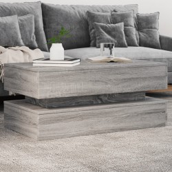 Sonata H Маса за кафе с LED осветление, сив сонома, 90x50x40 см - Холни маси
