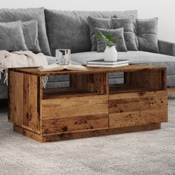 Sonata H Маса за кафе с LED осветление, старо дърво, 90x49x40 см - Холни маси