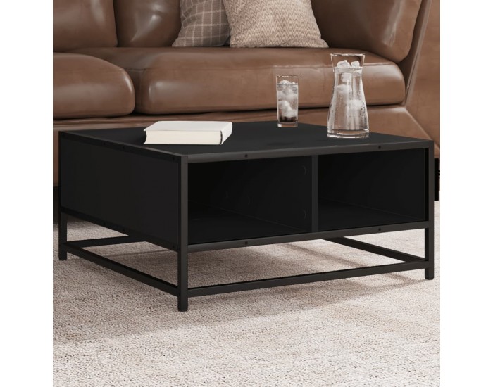 Sonata H Кафе маса, черна, 60,5x60,5x30 см, инженерно дърво и метал