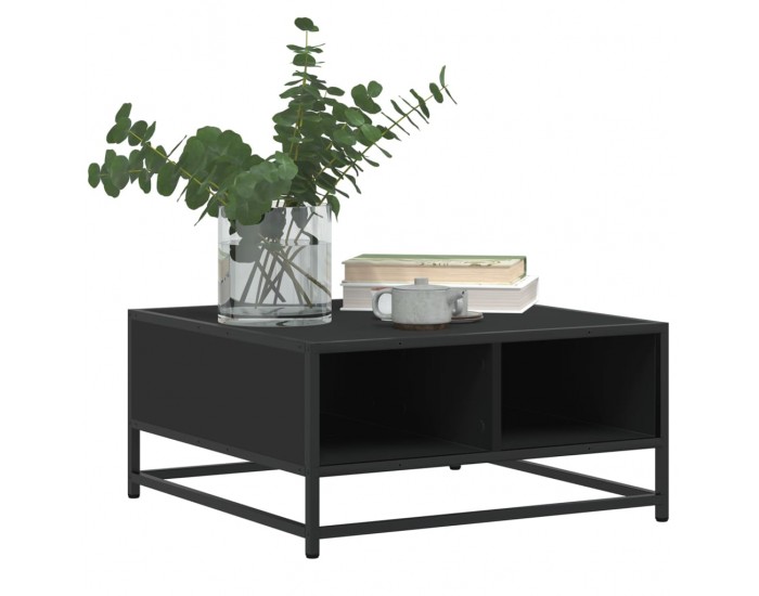 Sonata H Кафе маса, черна, 60,5x60,5x30 см, инженерно дърво и метал