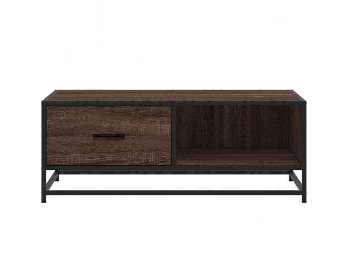 Sonata H Кафе маса, кафяв дъб, 90x57x35 см, инженерно дърво и метал