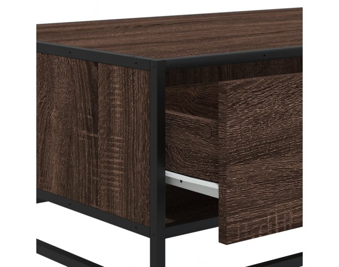 Sonata H Кафе маса, кафяв дъб, 90x57x35 см, инженерно дърво и метал