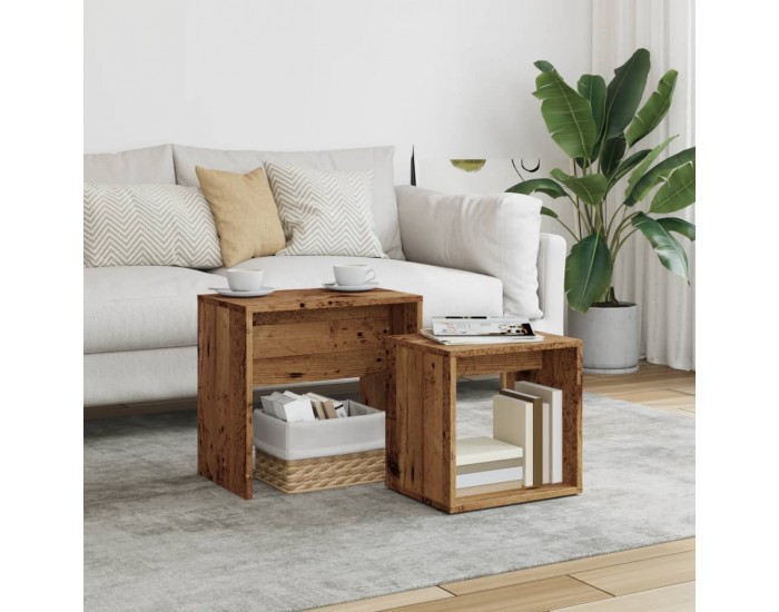 Sonata H Стифиращи кафе маси, 2 бр, старо дърво, инженерно дърво