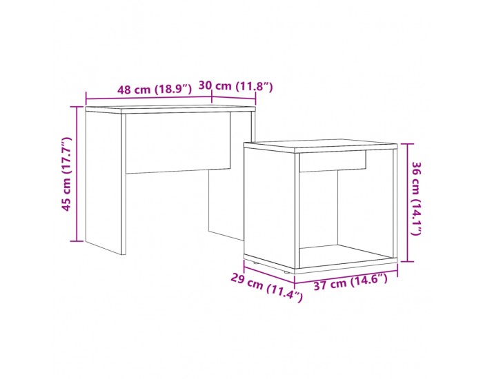 Sonata H Стифиращи кафе маси, 2 бр, старо дърво, инженерно дърво