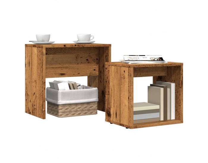 Sonata H Стифиращи кафе маси, 2 бр, старо дърво, инженерно дърво