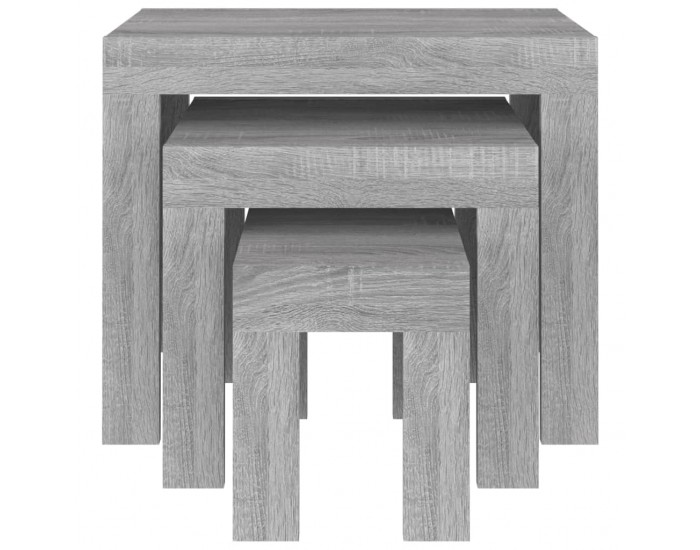 Sonata H Стифиращи кафе маси, 3 бр, сив сонома, инженерно дърво