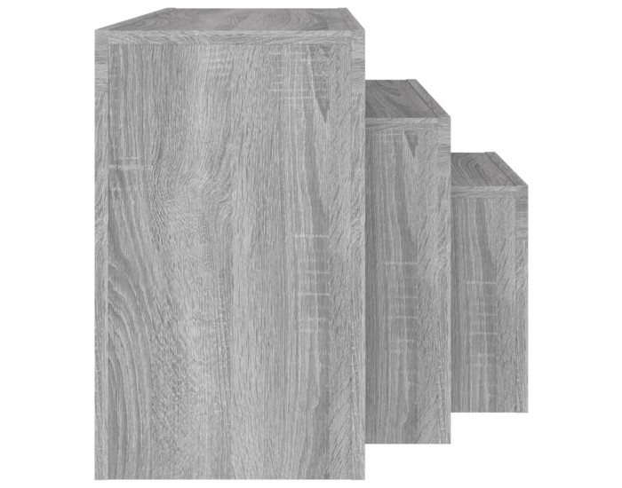 Sonata H Стифиращи кафе маси, 3 бр, сив сонома, инженерно дърво