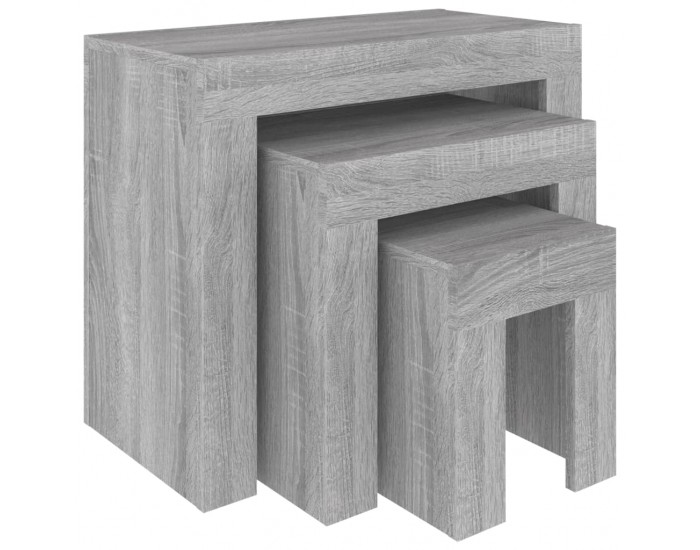 Sonata H Стифиращи кафе маси, 3 бр, сив сонома, инженерно дърво