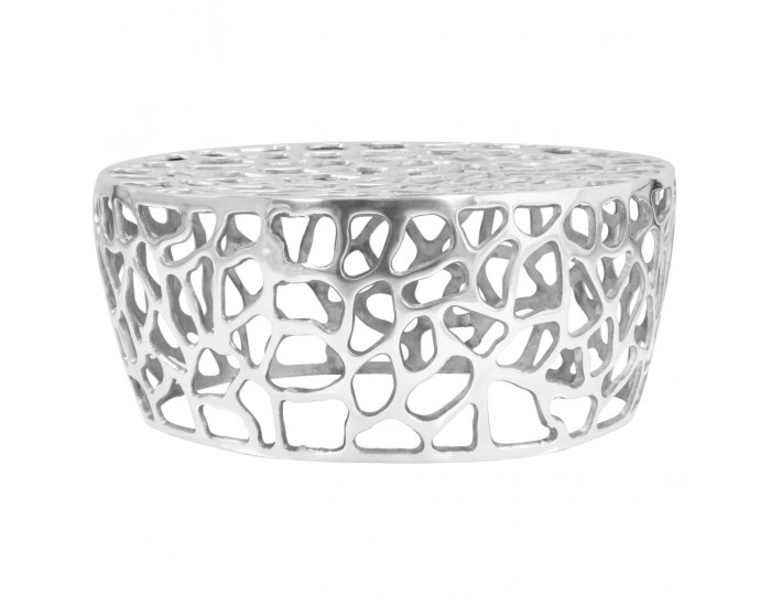 Sonata H Маса за кафе, лят алуминий, 70x30 см, сребриста