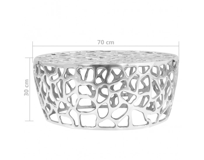 Sonata H Маса за кафе, лят алуминий, 70x30 см, сребриста