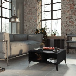 Sonata H Кафе маса, черна, 60x60x30 см, инженерно дърво - Холни маси