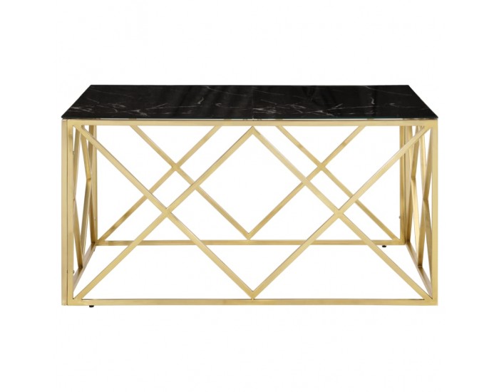 Sonata H Кафе маса, златиста, неръждаема стомана и закалено стъкло