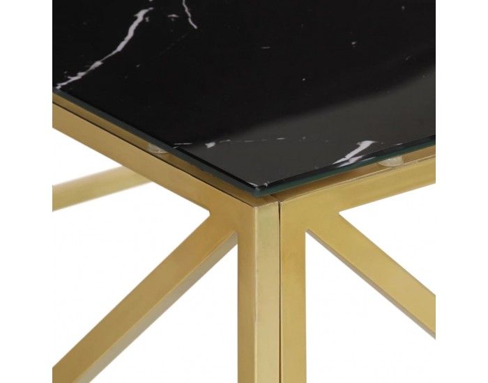 Sonata H Кафе маса, златиста, неръждаема стомана и закалено стъкло