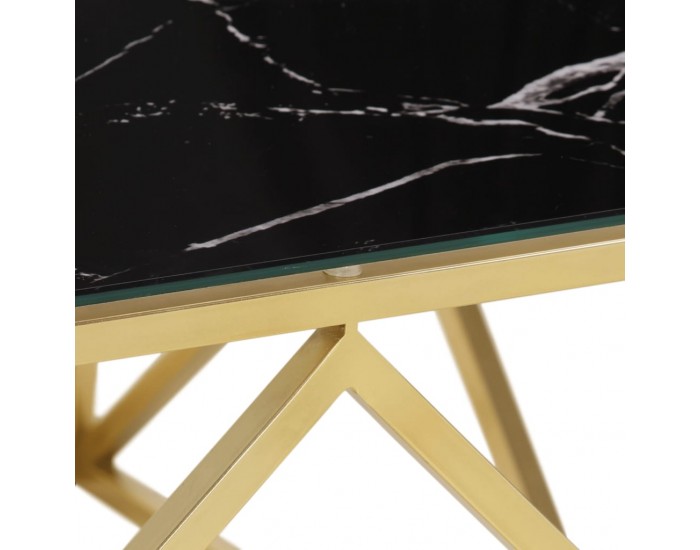 Sonata H Кафе маса, златиста, неръждаема стомана и закалено стъкло