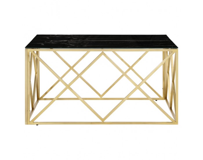 Sonata H Кафе маса, златиста, неръждаема стомана и закалено стъкло