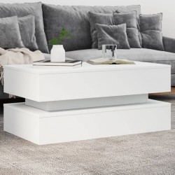 Sonata H Маса за кафе с LED осветление, бяла, 90x50x40 см - Холни маси