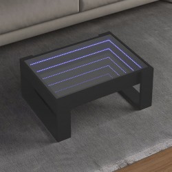 Sonata H Маса за кафе с Infinity LED, черна, 70x53x30 см - Холни маси