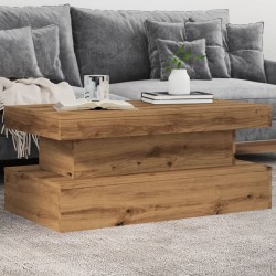 Sonata H Маса за кафе с LED осветление, дъб артизан, 90x50x40 см - Холни маси