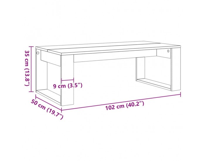 Sonata H Маса за кафе, старо дърво, 102x50x35 см, инженерно дърво