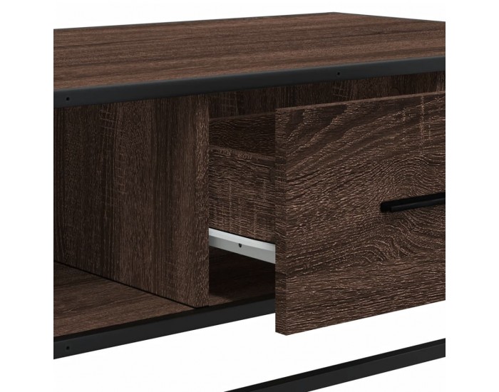 Sonata H Кафе маса, кафяв дъб, 100x57x35 см, инженерно дърво и метал