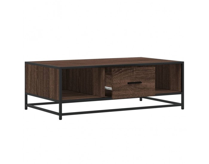 Sonata H Кафе маса, кафяв дъб, 100x57x35 см, инженерно дърво и метал