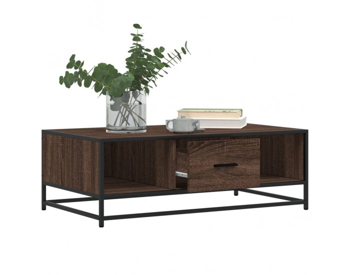 Sonata H Кафе маса, кафяв дъб, 100x57x35 см, инженерно дърво и метал