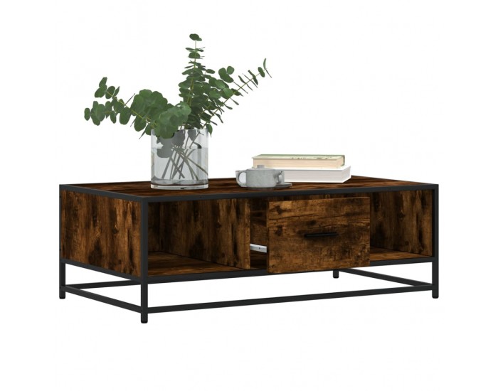 Sonata H Кафе маса, опушен дъб, 100x57x35 см, инженерно дърво и метал