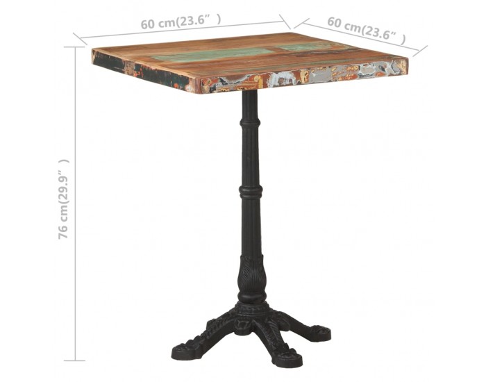 Sonata H Бистро маса, 60x60x76 см, регенерирано дърво масив