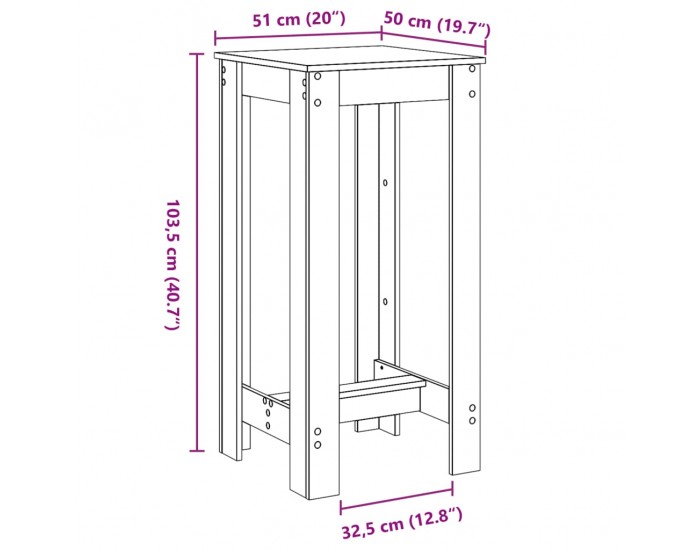 Sonata H Бар маса, сонома дъб, 51x50x103,5 см, инженерно дърво