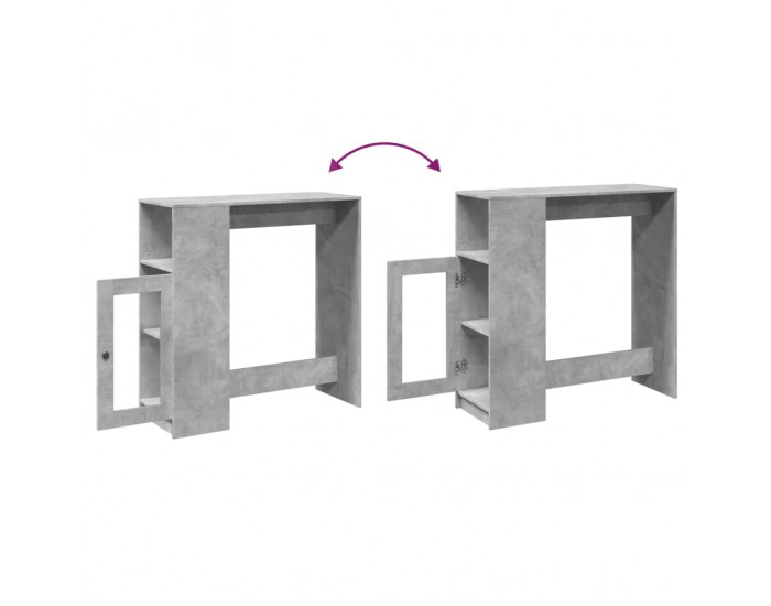 Sonata H Бар маса с рафтове бетонно сива 101x40x103,5 см инженерно дърво