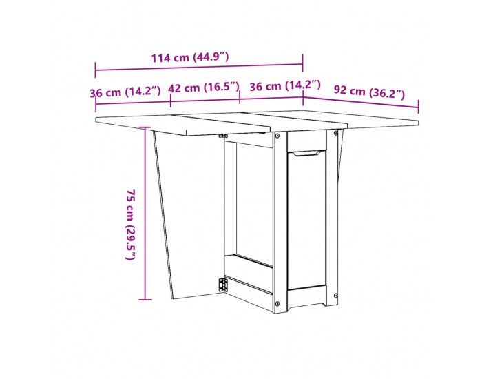 Sonata H Трапезна маса Corona тип пеперуда, сгъваема, бяла, бор масив