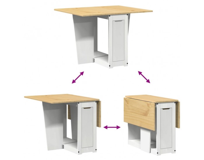 Sonata H Трапезна маса Corona тип пеперуда, сгъваема, бяла, бор масив