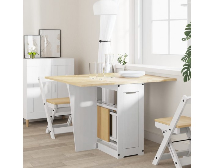 Sonata H Трапезна маса Corona тип пеперуда, сгъваема, бяла, бор масив