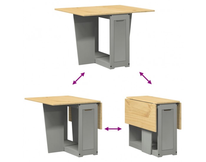 Sonata H Трапезна маса Corona тип пеперуда, сгъваема, сива, бор масив